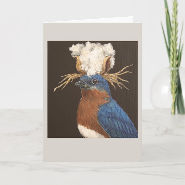 Charlie the eastern bluebird greeting card (Front)
