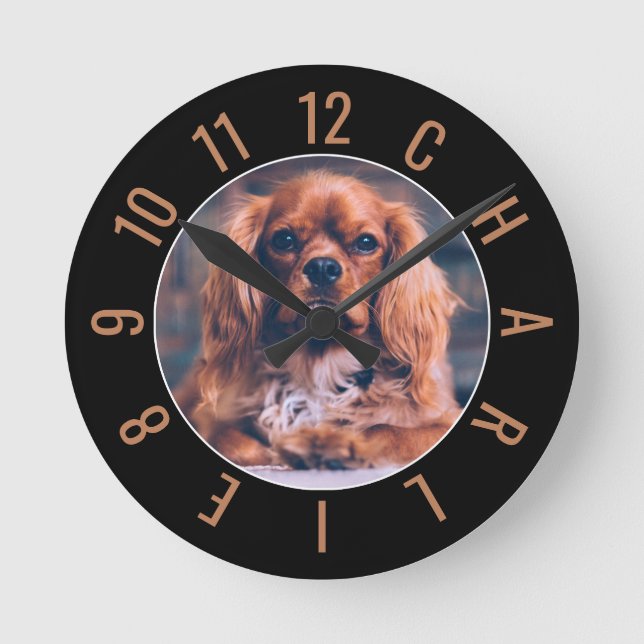 Charlie's Clock - Puppy Name Round Clock (Front)