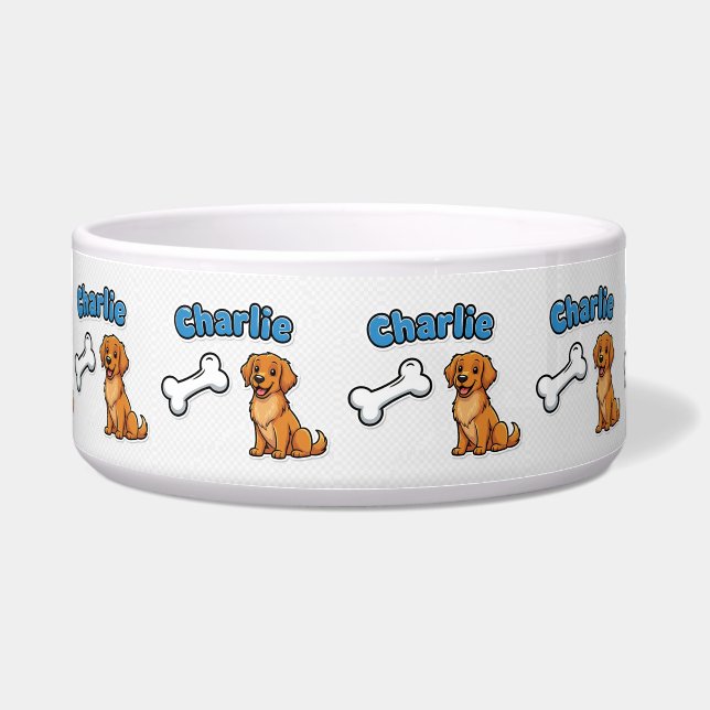 Charlie's Golden Retriever Personalised Dog Bowl (Front)