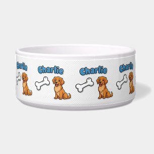 Charlie's Golden Retriever Personalized Dog Bowl