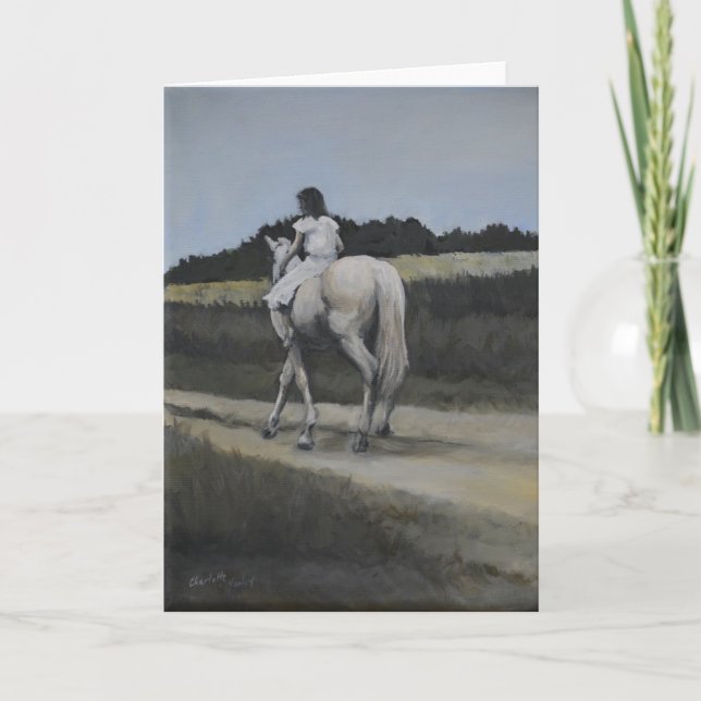 Charlie's Ride Animal Art Horse Equine Blank Card (Front)