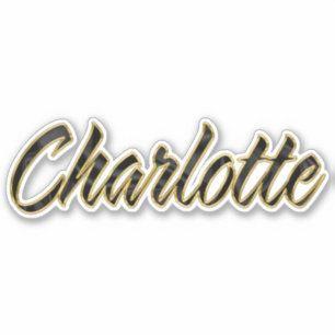 Charlotte black gold lettering Sticker