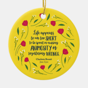 Charlotte Bronte Jane Eyre Floral Life Book Quote Ceramic Tree Decoration