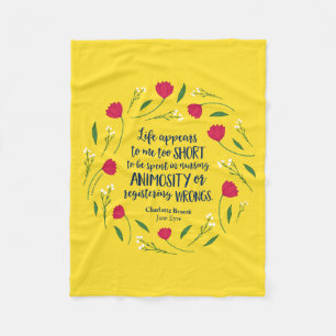 Charlotte Bronte Jane Eyre Floral Life Book Quote Fleece Blanket