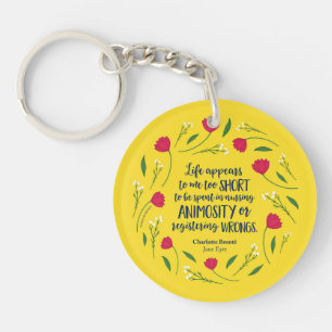 Charlotte Bronte Jane Eyre Floral Life Book Quote Key Ring