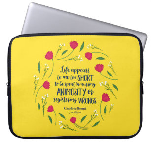 Charlotte Bronte Jane Eyre Floral Life Book Quote Laptop Sleeve