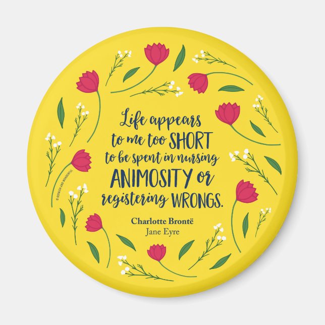 Charlotte Bronte Jane Eyre Floral Life Book Quote Magnet (Front)