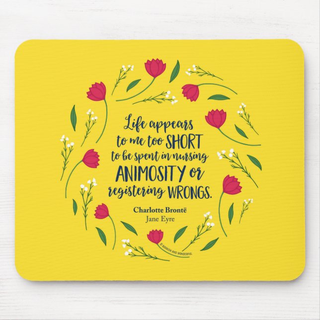 Charlotte Bronte Jane Eyre Floral Life Book Quote Mouse Mat (Front)