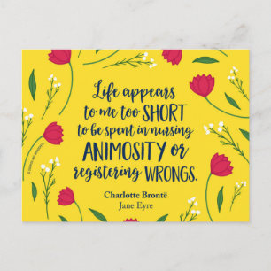 Charlotte Bronte Jane Eyre Floral Life Book Quote Postcard