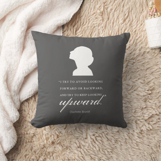 Charlotte Bronte - Keep Looking Upward - Black Cushion (Blanket)
