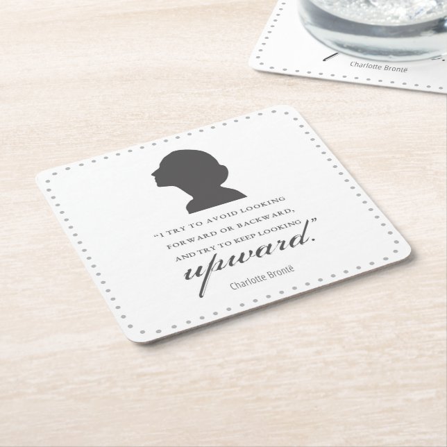 Charlotte Bronte - Keep Looking Upward - White Square Paper Coaster (Angled)