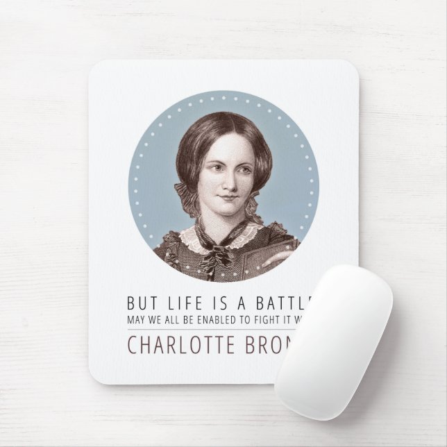 Charlotte Bronte Portrait and Quote Mouse Mat (With Mouse)