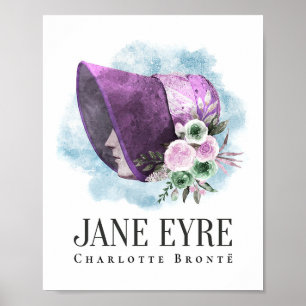 Charlotte Bronte Portrait by Richmond with Flowers Poster