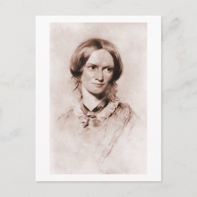 Charlotte Brontë sepia portrait by George Richmond Postcard (Front)