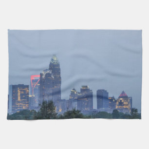 Charlotte city skyline tea towel