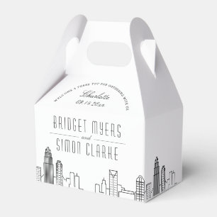 Charlotte City Skyline Wedding Favour Box