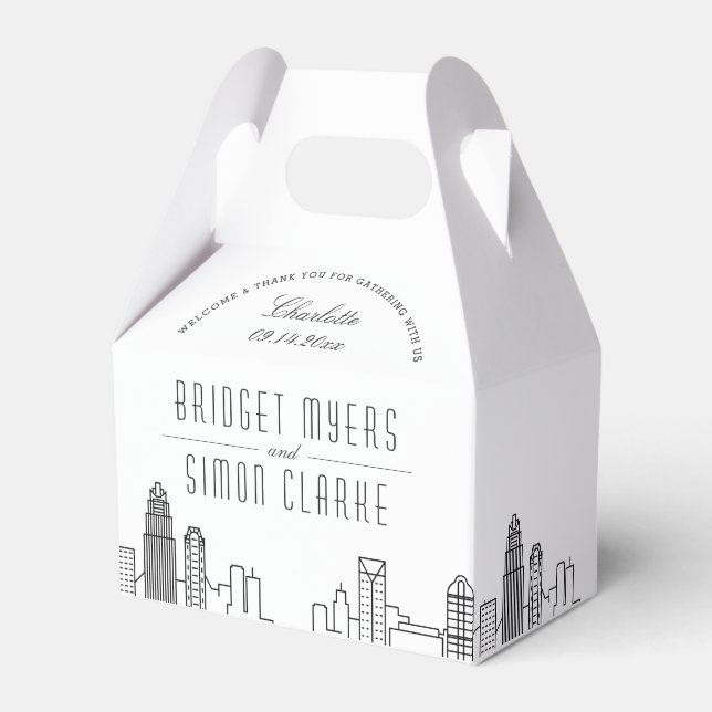 Charlotte | City Skyline Wedding Favour Box (Front Side)