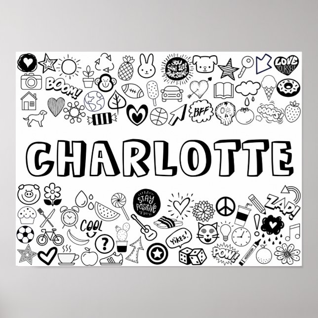 'CHARLOTTE' Colour-it-Yourself Outline Design Poster (Front)