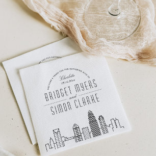 Charlotte Deco Skyline   Wedding Event Napkins