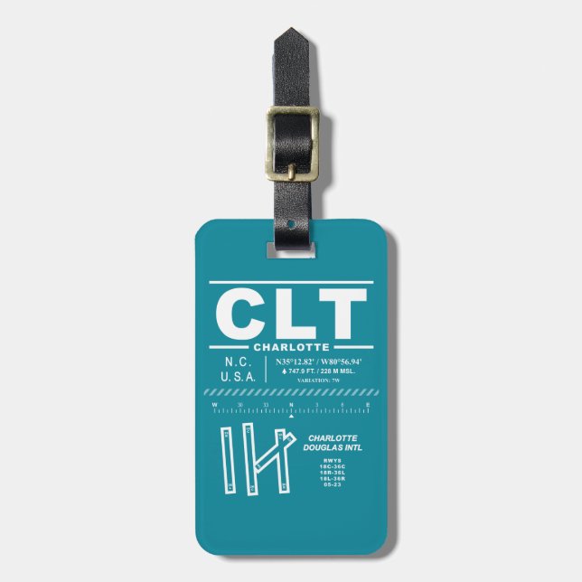 Charlotte Douglas International Airport CLT Luggage Tag (Front Vertical)