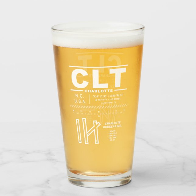 Charlotte Douglas Int'l Airport CLT Glass (Front Filled)