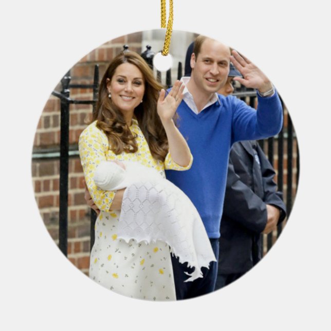 Charlotte Elizabeth Diana - British Will Kate Ceramic Tree Decoration (Front)