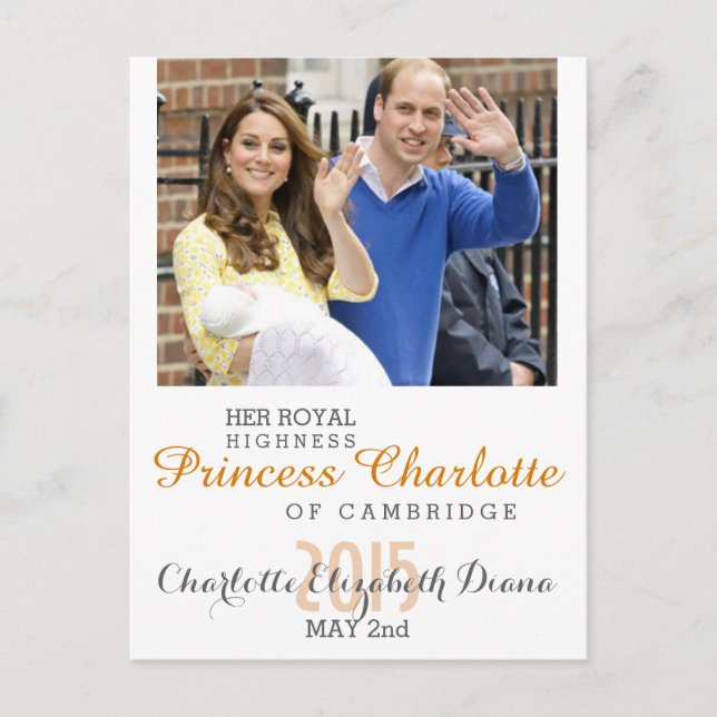 Charlotte Elizabeth Diana - British Will Kate Postcard (Front)