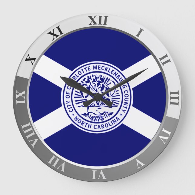 Charlotte flag Large Clock (Front)