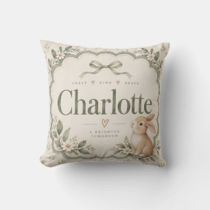 Charlotte Floral Bunny Nursery Pillow