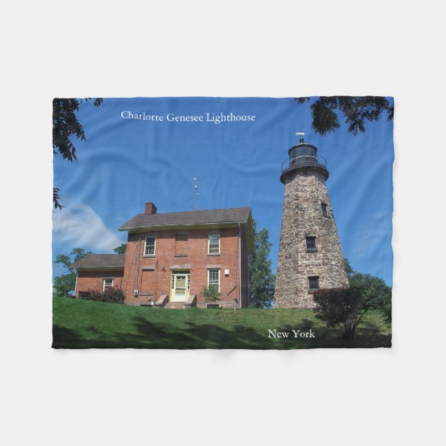 Charlotte Genesee Lighthouse fleece blanket (Front (Horizontal))