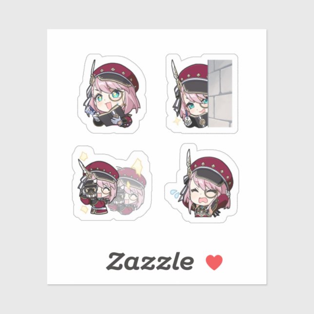 Charlotte Genshin Impact 4 Pack Sticker Sheet (Sheet)