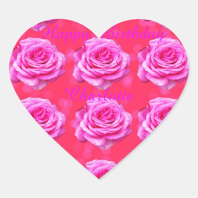 Charlotte Happy Birthday Girls Name Logo, Heart Sticker (Front)