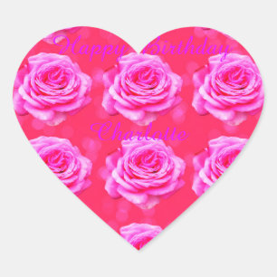 Charlotte Happy Birthday Girls Name Logo, Heart Sticker