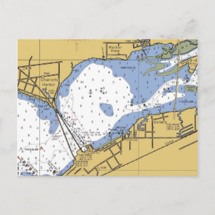 Charlotte Harbour, Florida Nautical Chart Postcard