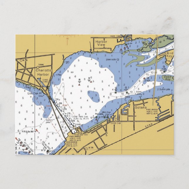 Charlotte Harbour, Florida Nautical Chart Postcard (Front)
