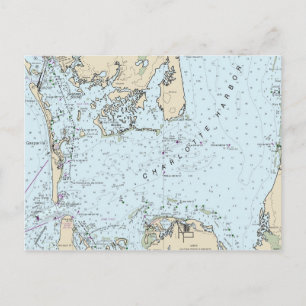 Charlotte Harbour Florida Nautical Map Postcard