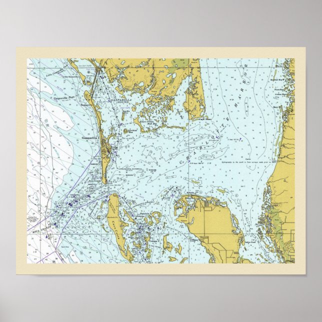 Charlotte Harbour Florida Nautical Map Poster (Front)