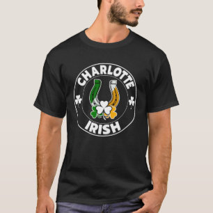 Charlotte Irish Horseshoe and Shamrocks St Paddys T-Shirt