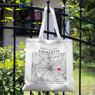 Charlotte Love Locator   City Map Wedding Welcome Tote Bag