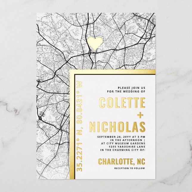 Charlotte Love Locator | City Themed Wedding (Front)