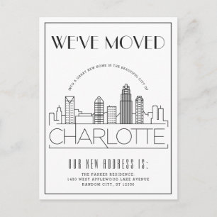 Charlotte Modern Deco   Change of Address Announcement Postcard
