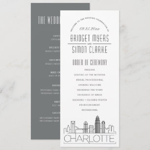 Charlotte   Modern Deco Wedding Program Invitation