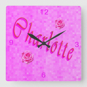 Charlotte Name Logo, Square Wall Clock