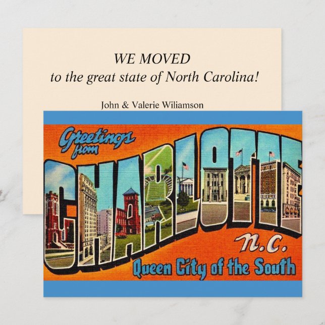 Charlotte NC Colourful Moving Announcement (Front/Back)
