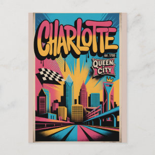 Charlotte NC Graffiti Urban Travel Poster  Postcard