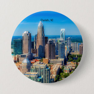 Charlotte, NC skyline photograph 7.5 Cm Round Badge