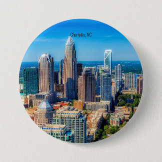 Charlotte, NC skyline photograph 7.5 Cm Round Badge