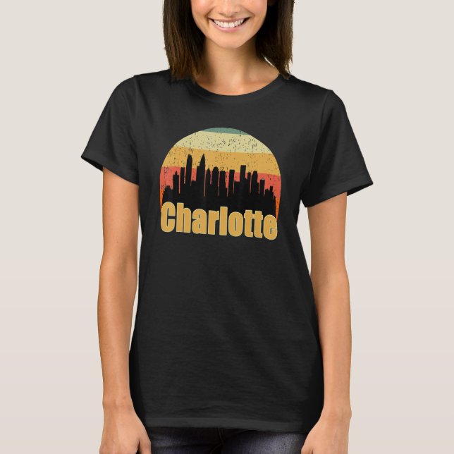 Charlotte Nc Skyline Silhouette Sunset I Love Char T-Shirt (Front)