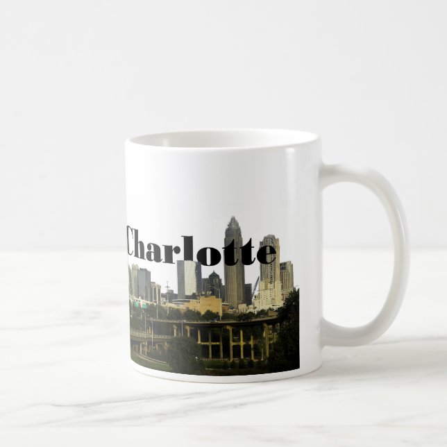 Charlotte NC Skyline with Charlotte in the Sky Coffee Mug (Right)
