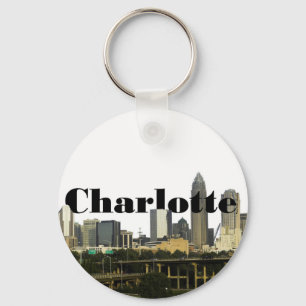 Charlotte NC Skyline with Charlotte in the Sky Key Ring